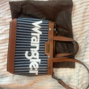 Wrangler Blue and Brown Striped Crossbody Bag